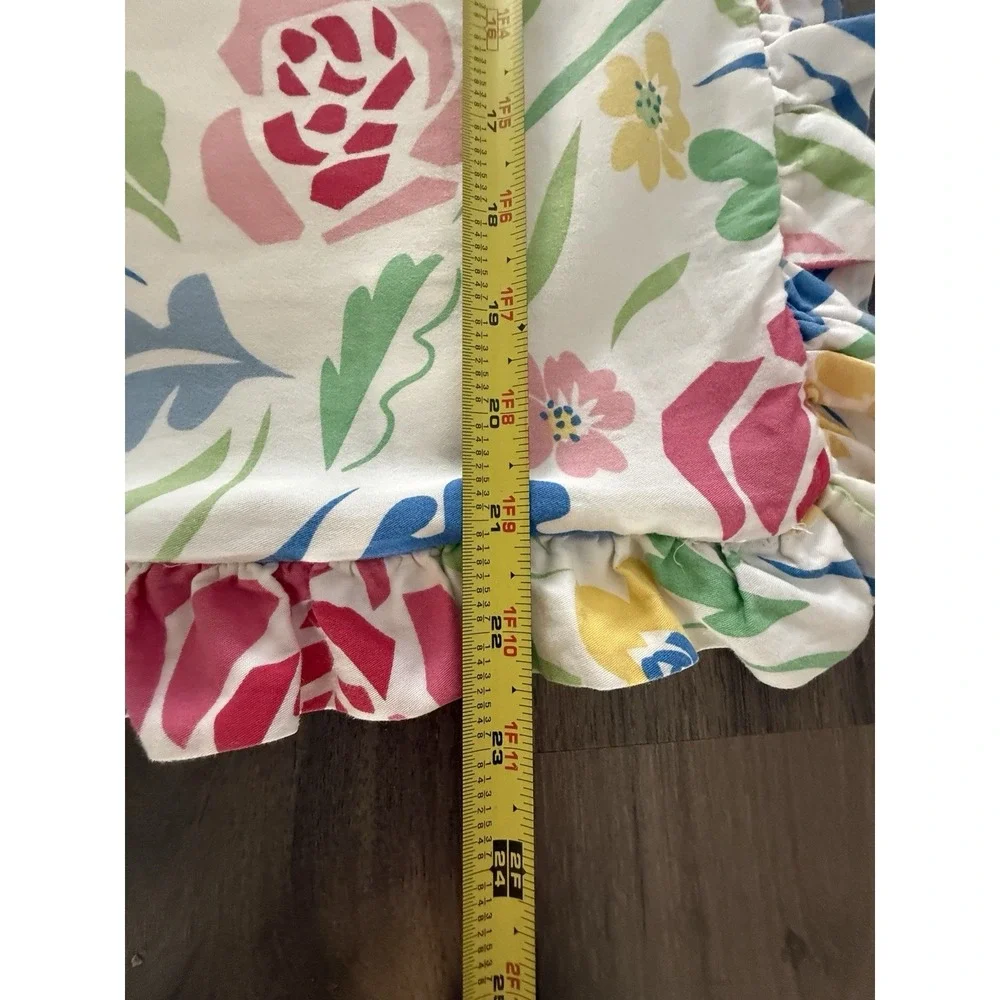 Southern Tide Kiawah Floral Pillow Shams (2) Reversible Pink Green Stripe Ruffle